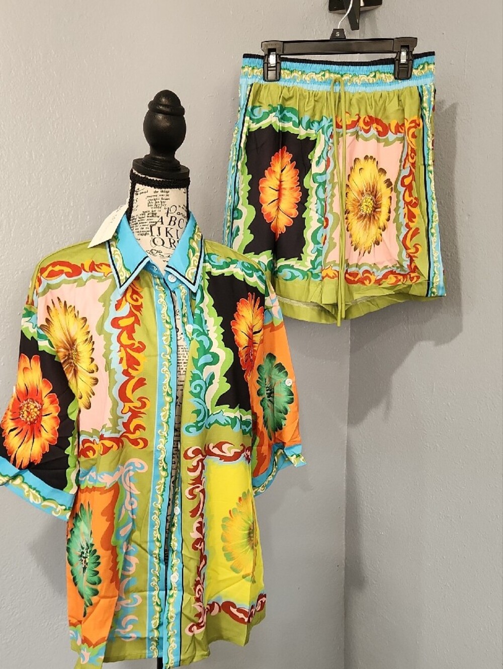TFY Collection Button Shirt And Shorts Set.